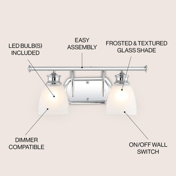 Beverly Metal/Glass Contemporary Modern LED Vanity Light